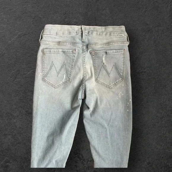 MOTHER The Looker Sacred Slit Ankle Jean in Nice Shot Paint splatter Frayed 24 - Picture 6 of 14